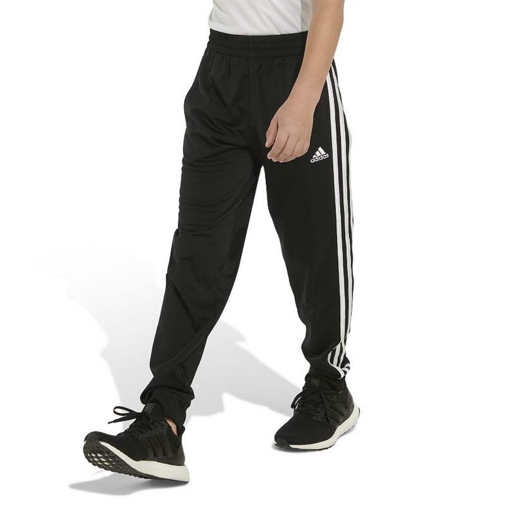 Adidas Originals Tricot 3 Stripe Black Tapered Track Pants Boys Size Large 14/16
